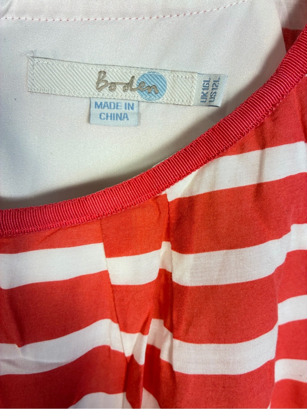 Boden Striped Belted Short Sleeve Knee Length Dress - Picture 11 of 14